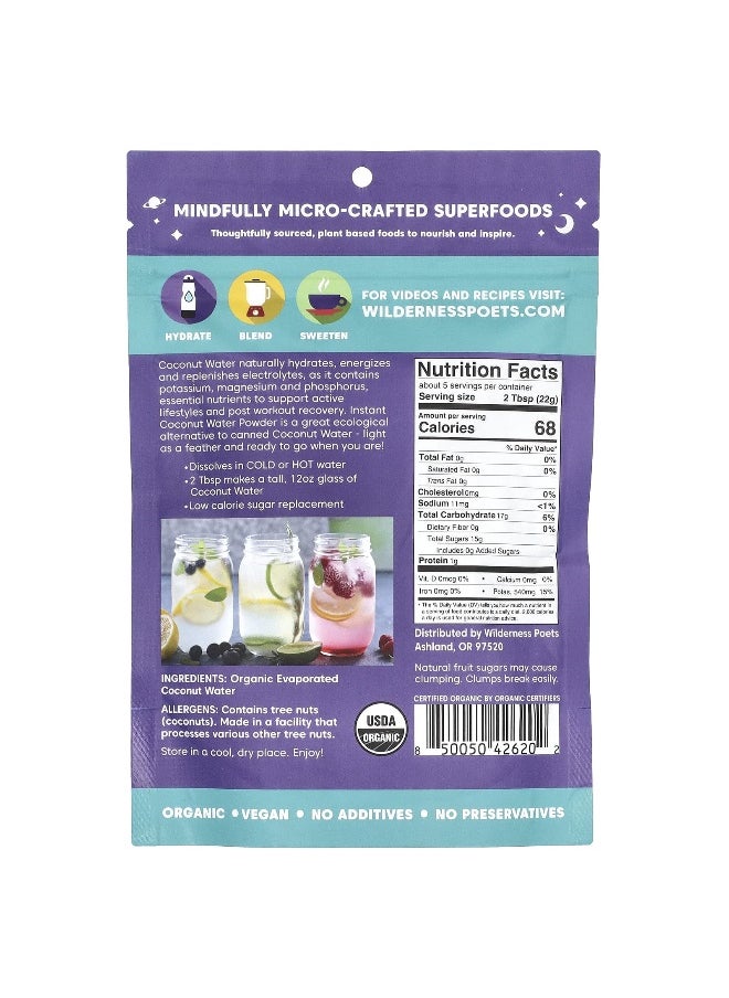 Wilderness Poets, Organic Evaporated Coconut Water Powder, 4 oz (113 g)