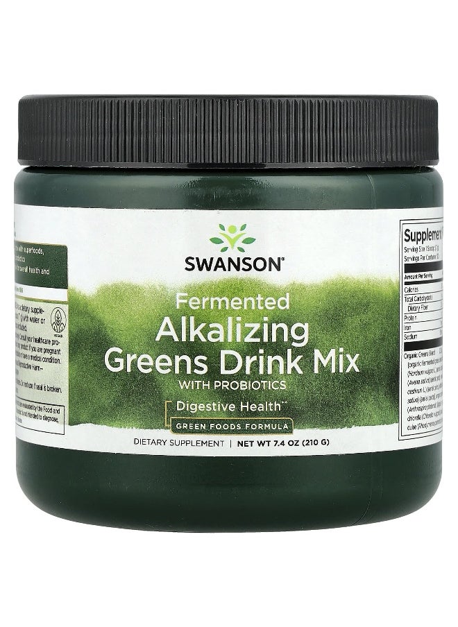 Swanson, Fermented Alkalizing Greens Drink Mix with Probiotics, 7.4 oz (210 g)