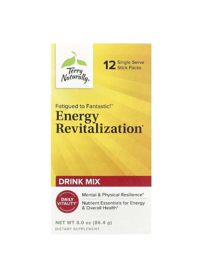 Terry Naturally, Fatigued to Fantastic!™ Energy Revitalization Drink Mix, 12 Stick Packs, 0.25 oz (7.2 g) Each