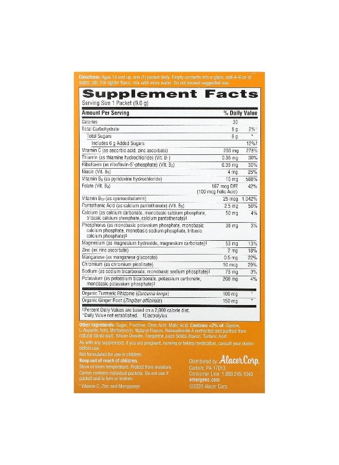 Emergen-C, Turmeric & Ginger, Citrus-Ginger, 18 Packets, 0.32 oz (9 g) Each