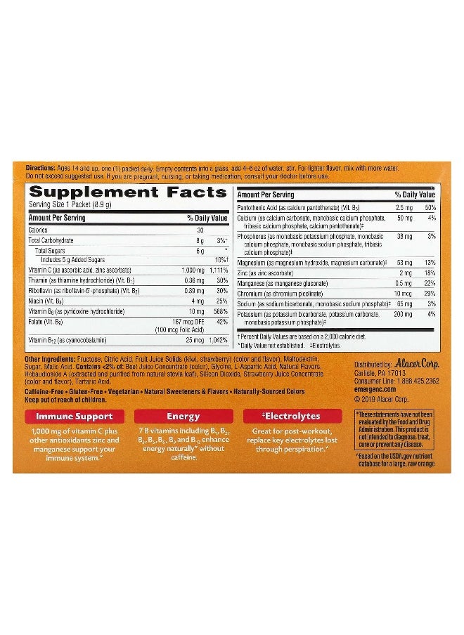 Emergen-C, Vitamin C, Strawberry-Kiwi, 1,000 mg, 30 Packets, 0.31 oz (8.9 g) Each