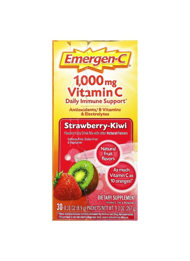 Emergen-C, Vitamin C, Strawberry-Kiwi, 1,000 mg, 30 Packets, 0.31 oz (8.9 g) Each