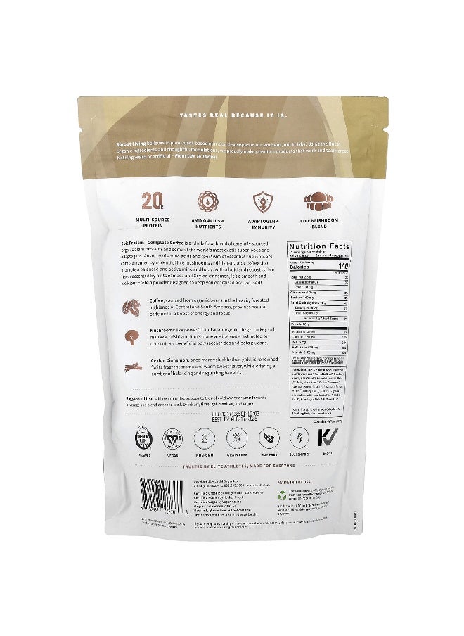 Sprout Living, Epic Protein®, Organic Plant Protein + Adaptogens, Complete Coffee, 1 lb (456 g)