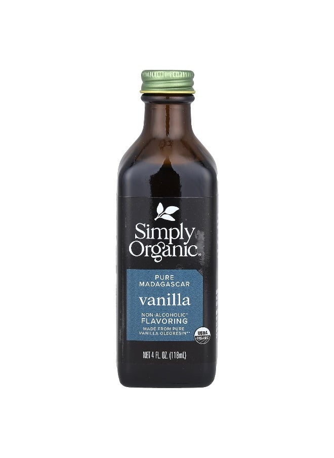 Simply Organic, Pure Madagascar Vanilla, Non-Alcoholic Flavoring, 4 fl oz (118 ml)