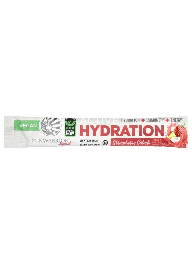 Sunwarrior, Sport, Active Hydration, Strawberry Colada, 18 Packets, 0.24 oz (7 g) Each