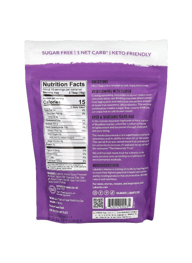 Lakanto, Drinking Chocolate Powdered Drink Mix, Monk Fruit & Erythritol Sweetened, 10 oz (283.5 g)