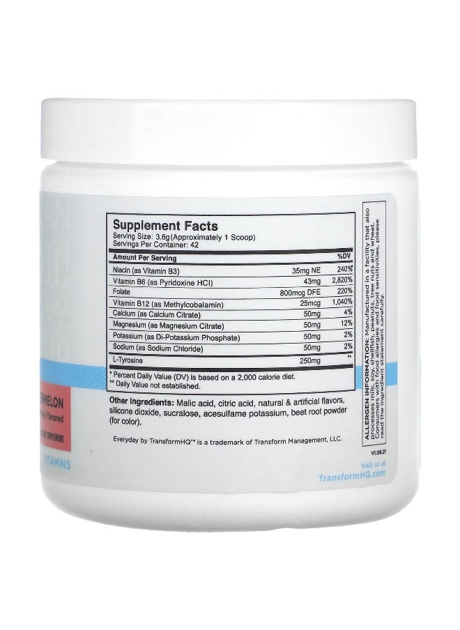 TransformHQ, Everyday, Hydration, Caffeine Free, Watermelon, 0.33 lb (151.2 g)