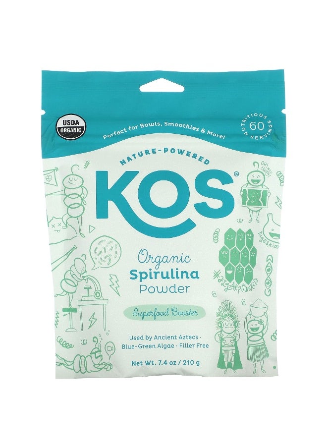 KOS, Organic Spirulina Powder, 7.4 oz (210 g)