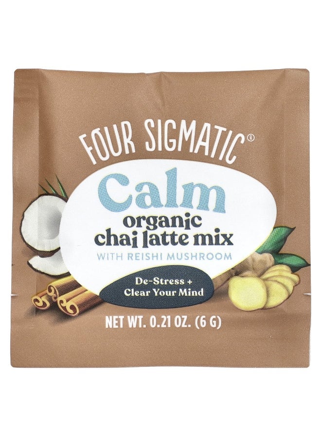 Four Sigmatic, Calm, Organic Chai Latte Mix with Reishi Mushroom, Caffeine Free, 10 Packets, 0.21 oz (6 g) Each