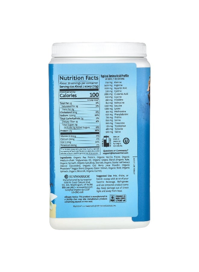 Sunwarrior, Warrior Blend, Protein + Greens, Vanilla, 1.65 lb (750 g)