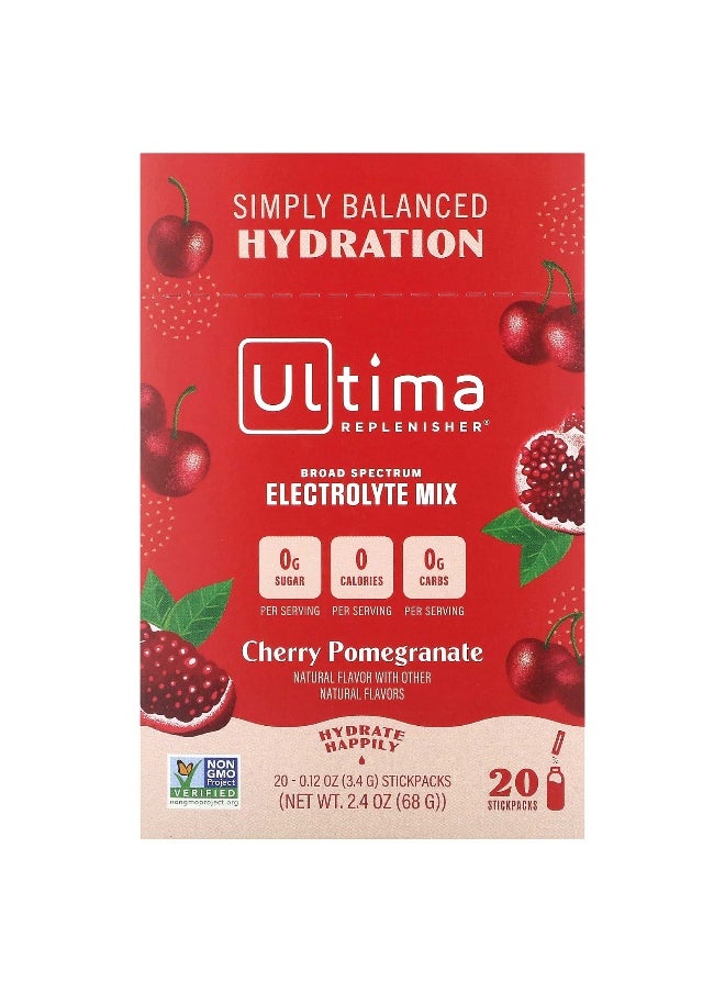 Ultima Replenisher, Electrolyte Mix, Cherry Pomegranate, 20 StickPacks, 0.12 oz (3.4 g) Each