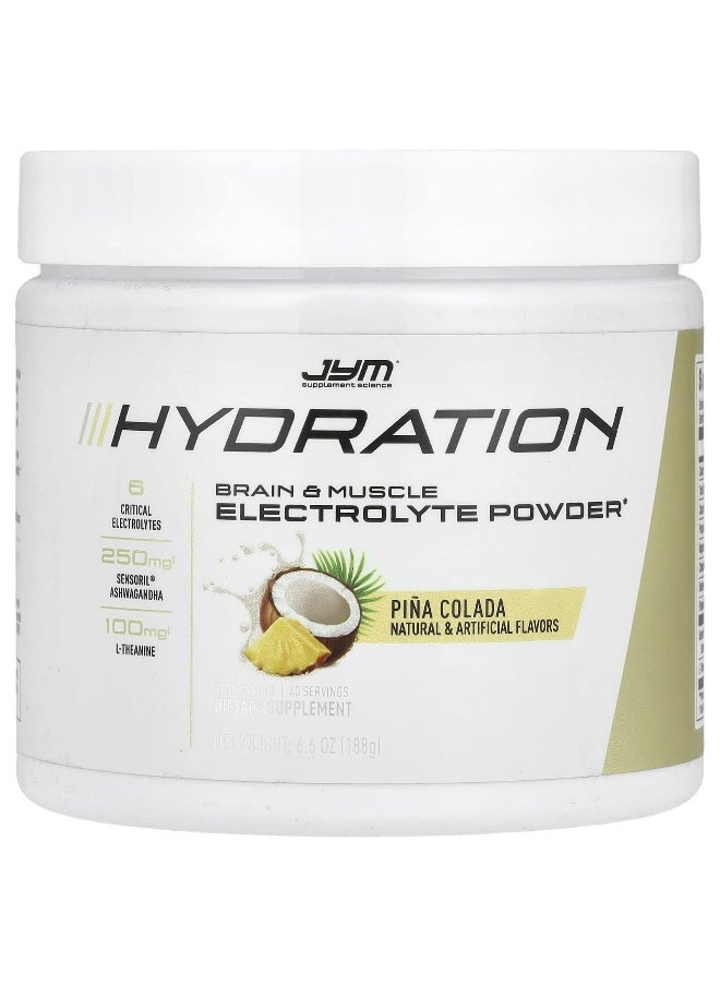 JYM Supplement Science, Hydration, Electrolyte Powder, Pina Colada, 6.6 oz (188 g)