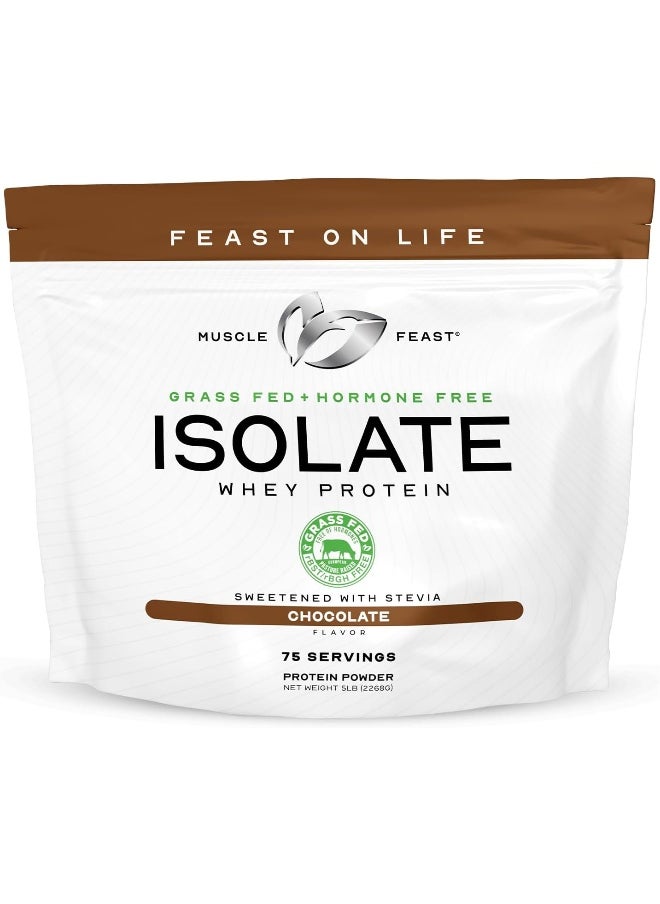 Grass-Fed Whey Protein Isolate, All Natural Hormone Free Pasture Raised, Chocolate, 5Lb (75 Servings)