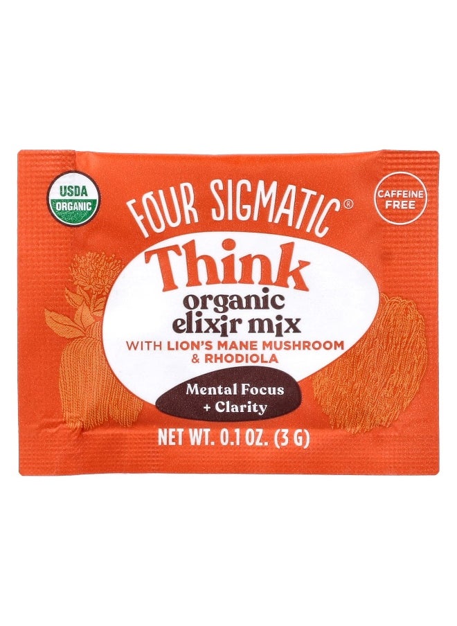 Four Sigmatic, Think, Organic Elixir Mix With Lion's Mane Mushroom & Rhodiola, Caffeine Free, 20 Packets, 0.1 oz (3 g) Each