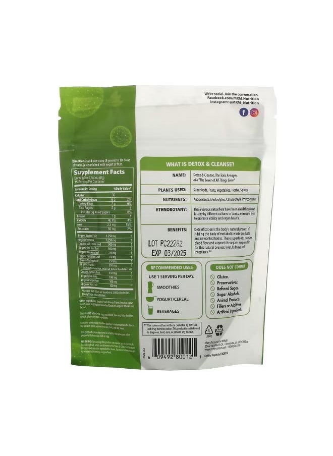 Organic Detox and Cleanse Powder Peach Mango 4.2 oz 120 g