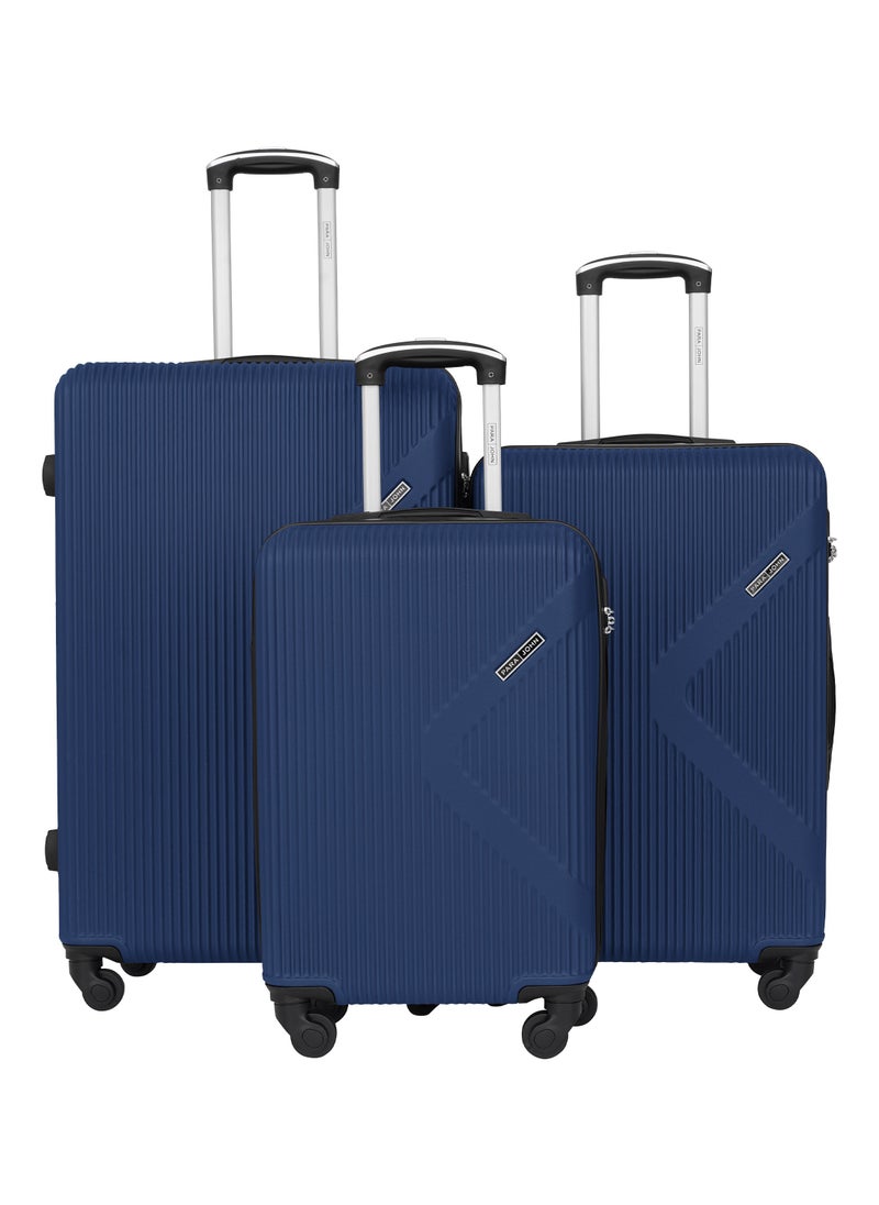Neutro 3 Pieces ABS Luggage Trolley Set - NAVY