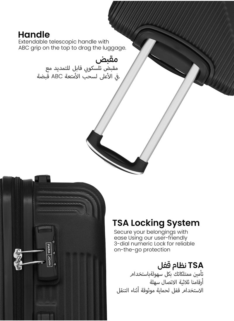 Neutro 3 Pieces ABS Luggage Trolley Set - Black