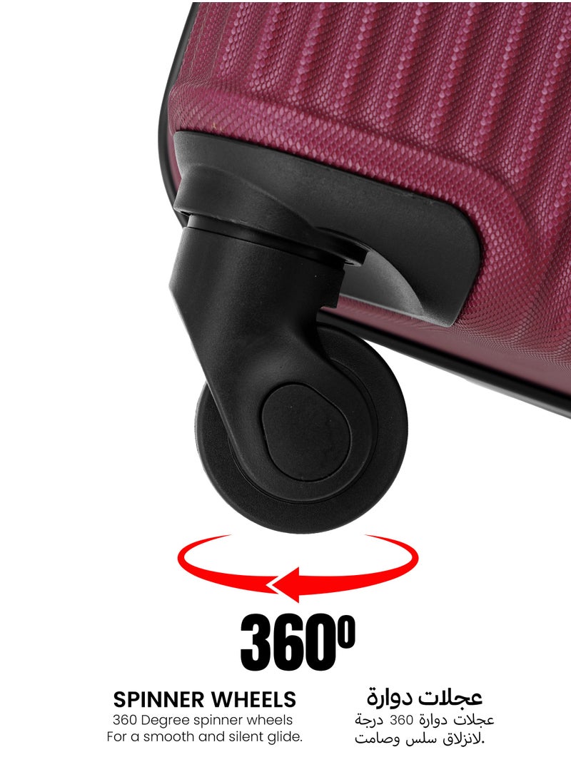Neutro 3 Pieces ABS Luggage Trolley Set - Red