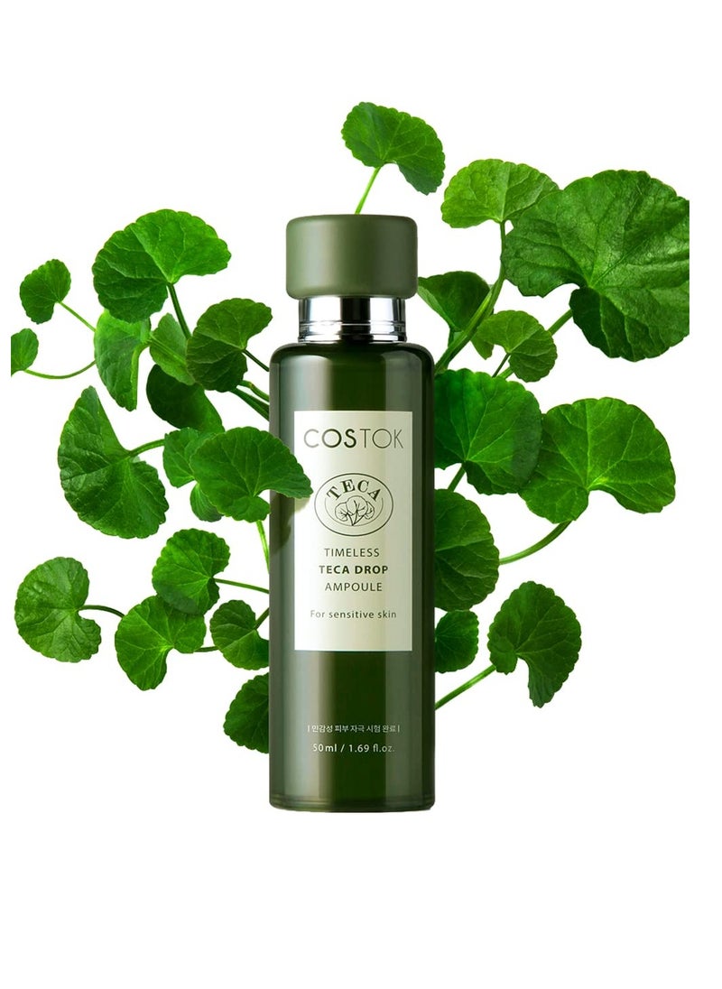 COSTOK Timeless TECA Drop Ampoule 50ml with Centella Asiatica Extract TECA Technology Hypoallergenic Soothing Hydrating Facial Serum for Sensitive Skin