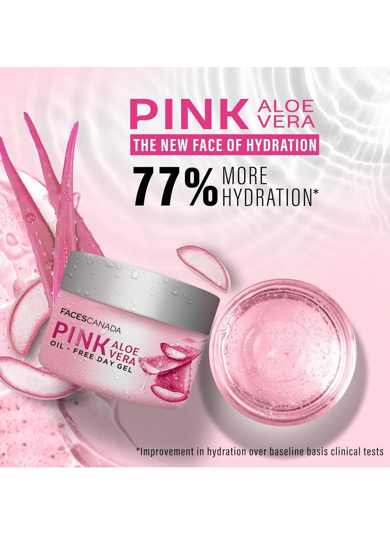 Pink Aloe Vera Oil-Free Day Gel with Hyaluronic Acid | Hydrating & Soothing | Non-Sticky & Lightweight Facial Moisturizer | 1.76 Oz/50g