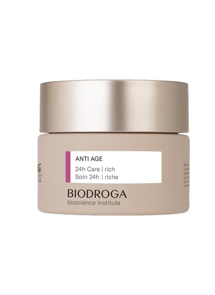 Biodroga Anti Age 24h RICH Face Cream (1.7 oz)- Firming, Smoothing, Anti Wrinkle, Lifting - with Instant Lift Complex & Q10 - NO Fragance, Colouring, Silicons, Mineral Oil, Parabens, Gluten, Lactose