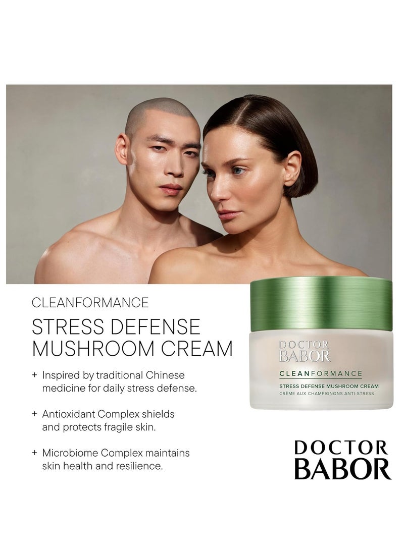 BABOR CLEANFORMANCE Stress Defense Mushroom Cream, Antioxidant and Microbiome Complex Protect, Moisturizer Balances and Revitalizes Skin, Improve Skin Barrier, Reduce Fine Lines & Wrinkles, 1.69 oz
