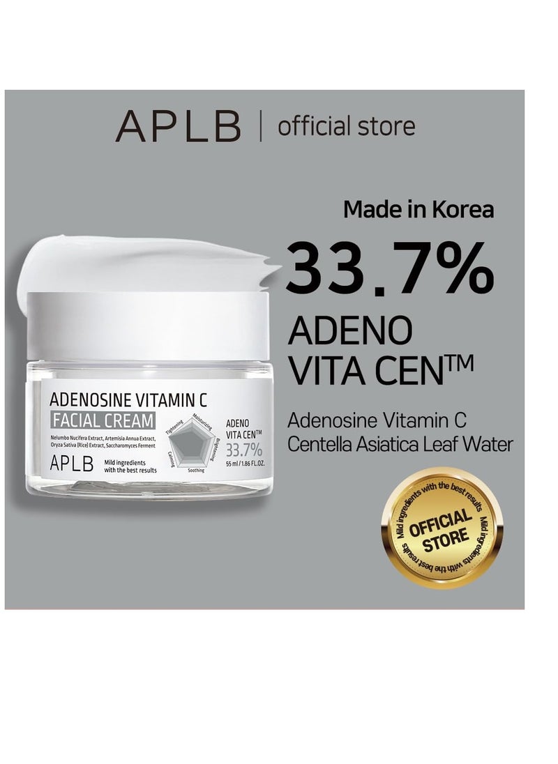 APLB Adenosine Vitamin C Facial Cream | ADENO VITA CEN™ 33.7% 1.86 FL.OZ/Korean Skincare, Wrinkle care, Deep hydration, Sensitive skin, Revitalize for gentle and improve skin texture