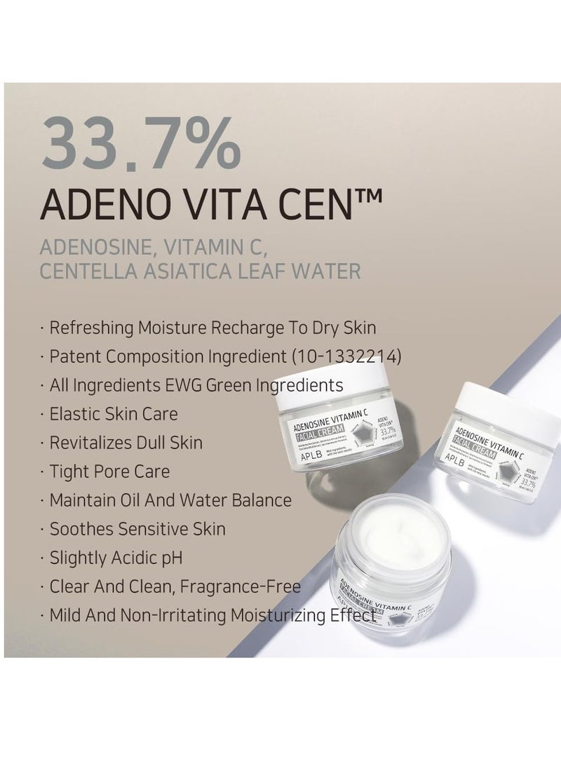 APLB Adenosine Vitamin C Facial Cream | ADENO VITA CEN™ 33.7% 1.86 FL.OZ/Korean Skincare, Wrinkle care, Deep hydration, Sensitive skin, Revitalize for gentle and improve skin texture