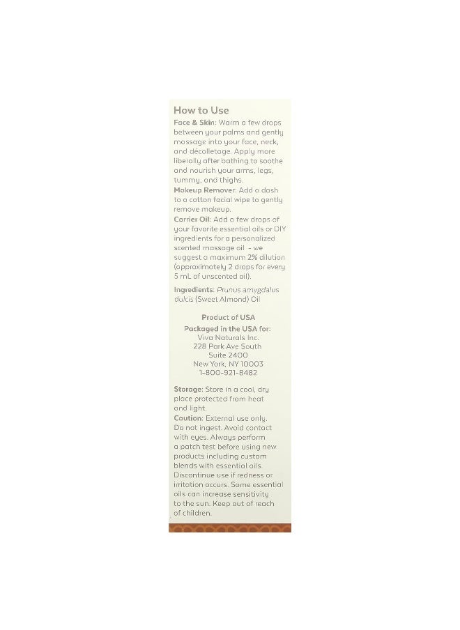 Viva Naturals, Sweet Almond Oil, 16 fl oz (473 ml)