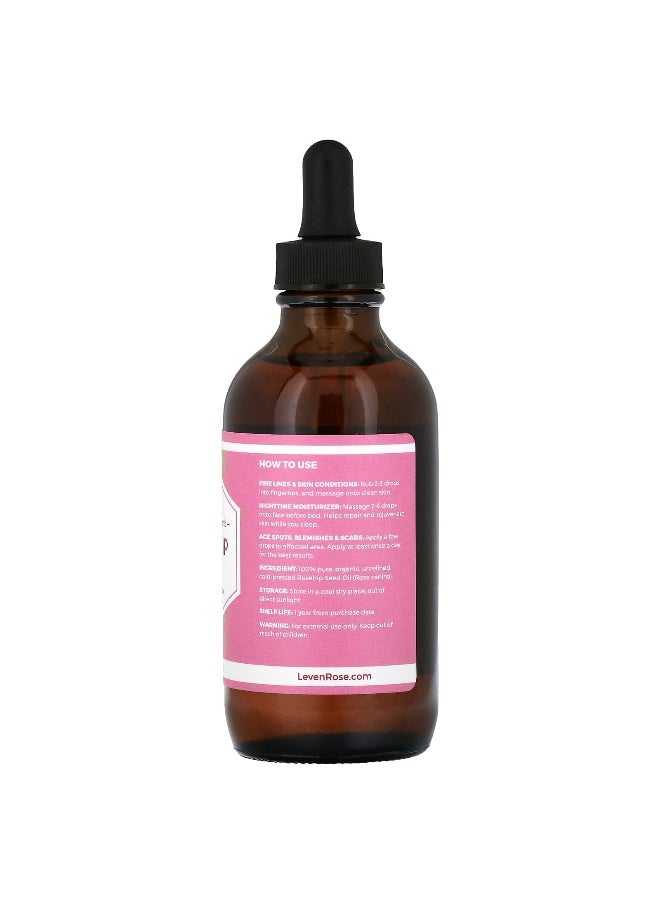 Leven Rose, 100% Pure & Organic Rosehip Oil, 4 fl oz (118 ml)