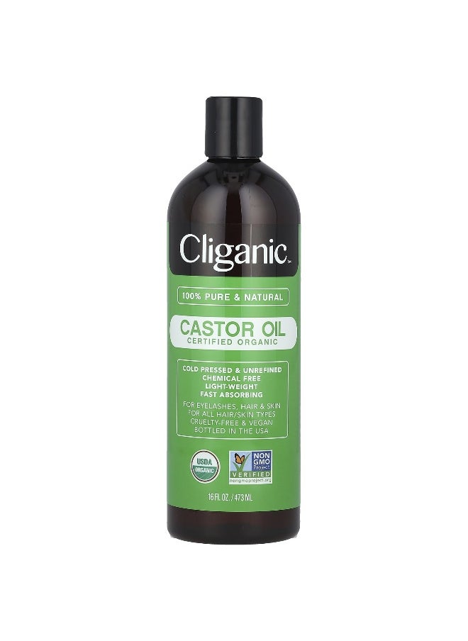 Cliganic, 100% Pure & Natural, Organic Castor Oil, 16 fl oz (473 ml)