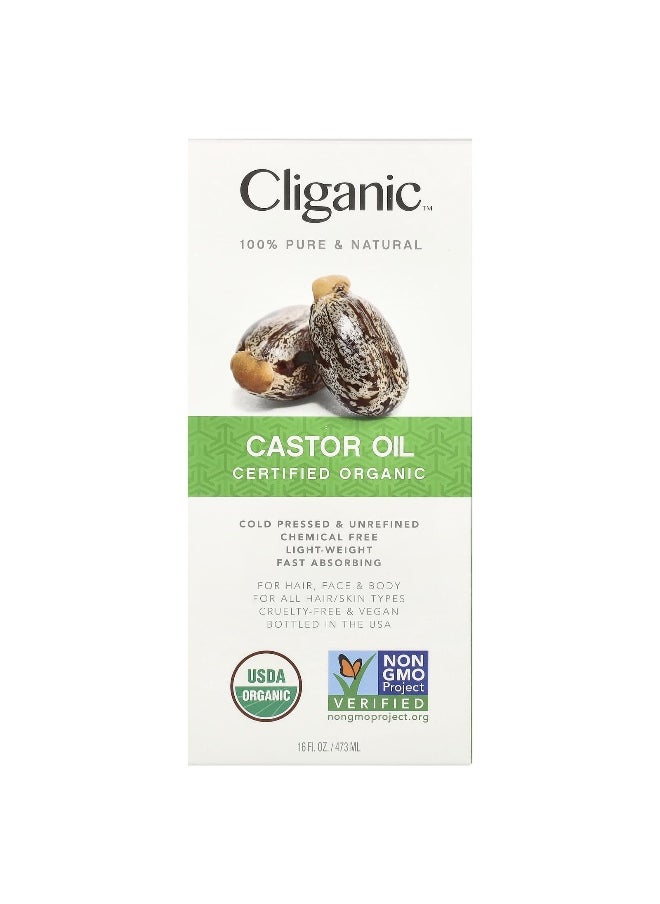 Cliganic, 100% Pure & Natural, Organic Castor Oil, 16 fl oz (473 ml)