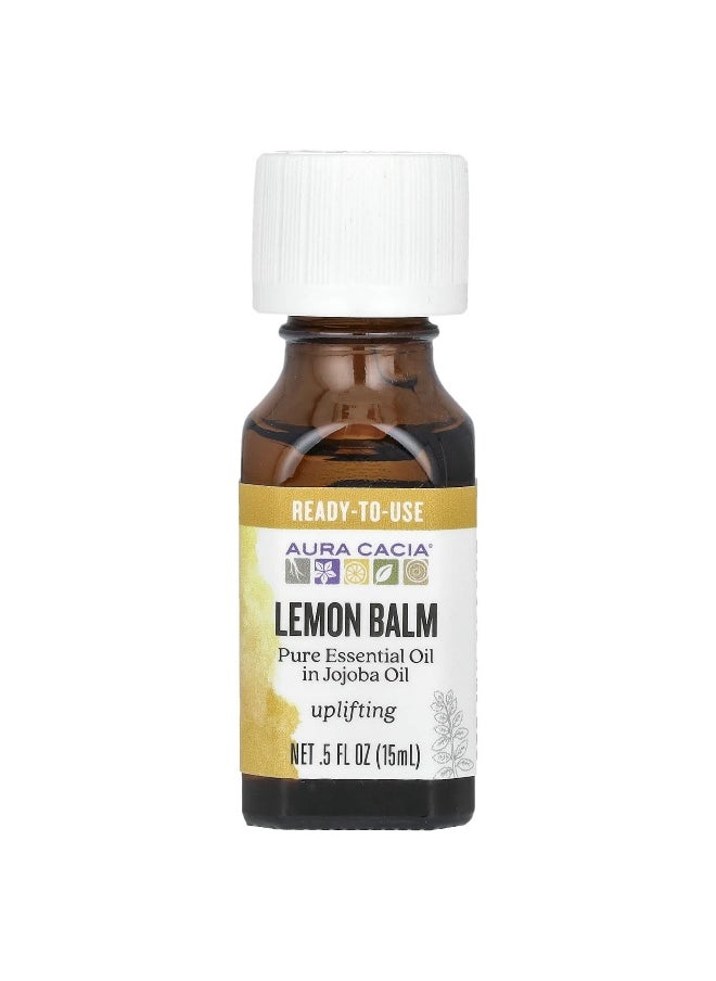 Aura Cacia, Pure Essential Oil in Jojoba Oil, Lemon Balm, 0.5 fl oz (15 ml)