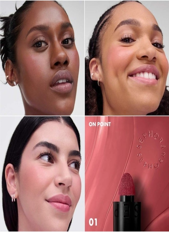 SEPHORA COLLECTION Blush & Go Longwear Matte Liquid Blush – 2-in-1 Lip & Cheek Color – 01 On Point (Dusty Rose Matte) – 7ml
