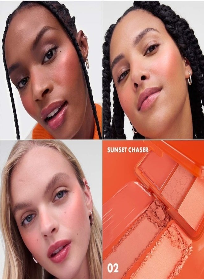 SEPHORA COLLECTION Blush Blush Blush Palette – Trio of Blushes – 02 Sunset Chaser - Bright Peach Blush Palette Shades | Cream & Powder Blush Formula – 7.7ml
