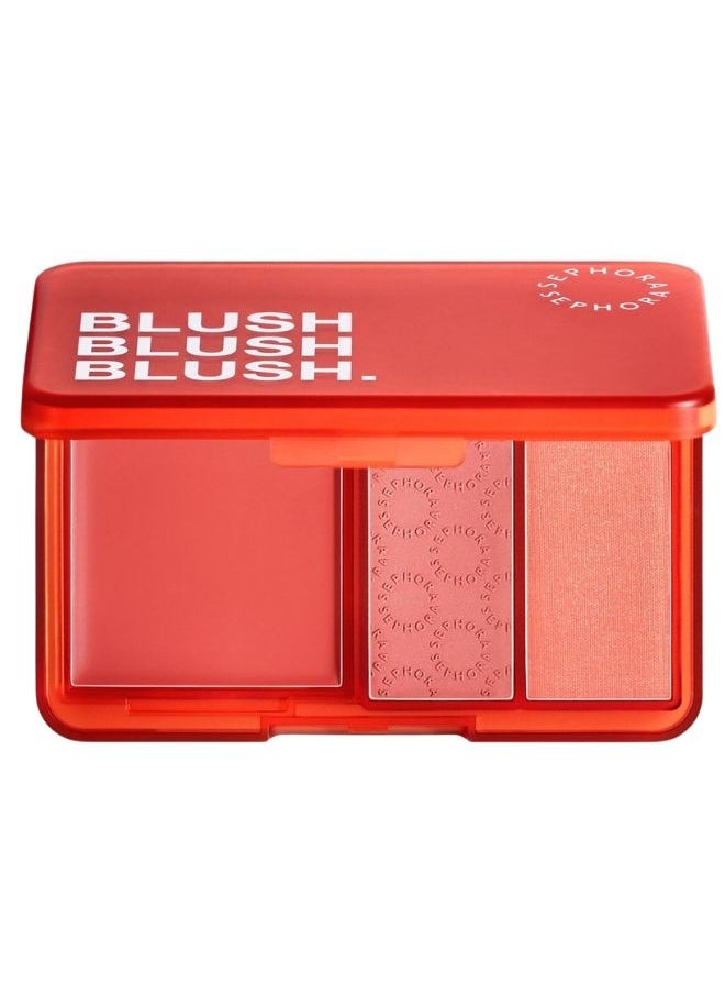 SEPHORA COLLECTION Blush Blush Blush Palette – Trio of Blushes – 02 Sunset Chaser - Bright Peach Blush Palette Shades | Cream & Powder Blush Formula – 7.7ml