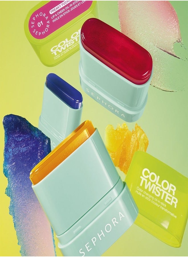 SEPHORA COLLECTION Color Twister Oil-in-Stick for Lip & Cheek 01 Freaky Fuchsia – Bright Fuchsia, Color-Changing Hydrating Balm, 8.5g