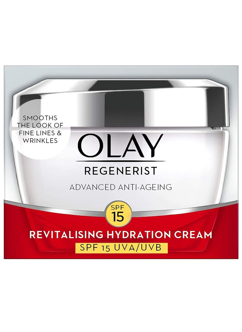 Regenerist Revilatising Hydration Cream with SPF 15 | Hydrated, Plump, Bouncy Skin | With Hyaluronic Acid, Niacinamide and Peptides | Normal, Oily, Dry, Combination Skin | 50g