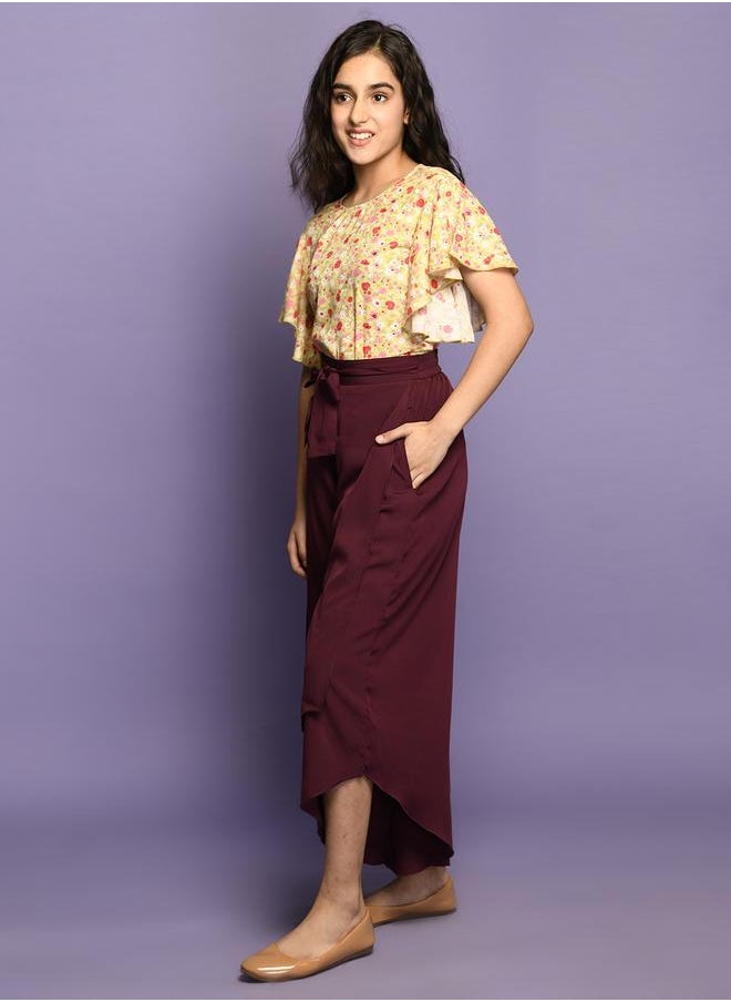 Floral Top with Skirt Palazzo Set