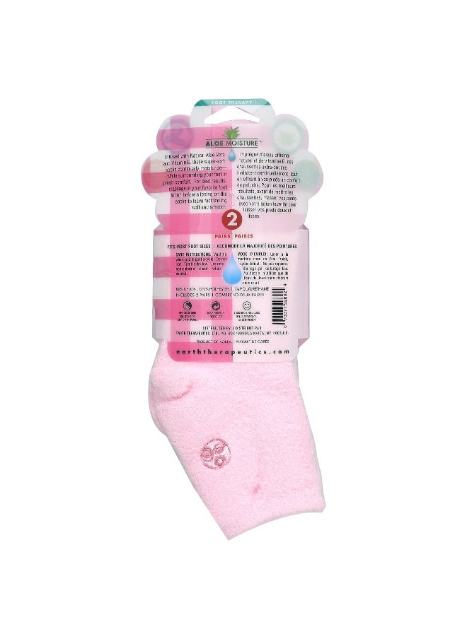 Earth Therapeutics, Aloe Moisture, Aloe Socks, Pink and White, 2 Pairs