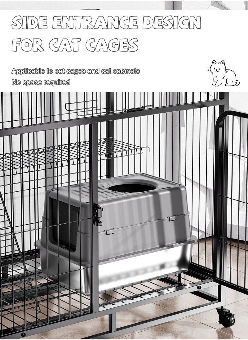 Stainless Steel Cat Litter Box with Lid Extra Large Enclosed Litter Box Covered High Sided Litter Pan Easy Cleaning