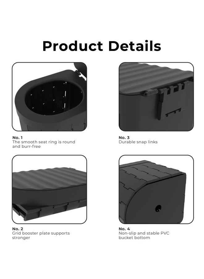 Portable Toilet for Camping, Potty Adults, Porta Travel Commode Bucket Car, Travel, Outdoor, Hiking, Backpack, Trips, Tent, Boat, Beach, Traffic Jam, Home
