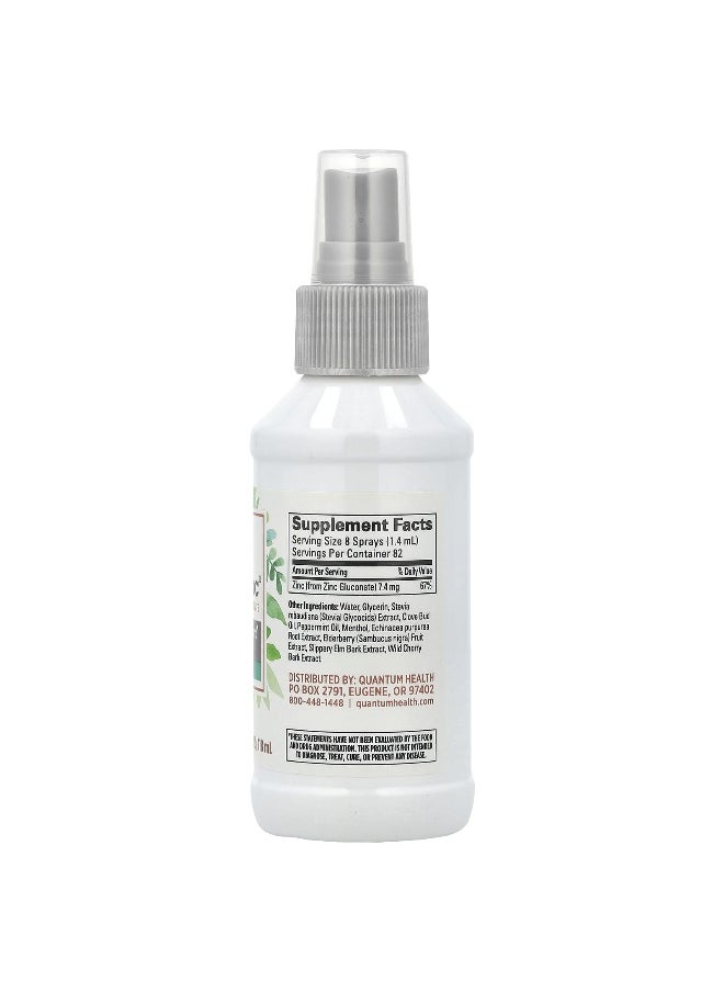 Quantum Health, TheraZinc®, Immune Support Throat Spray, Peppermint, 7.4 mg, 4 fl oz (118 ml)