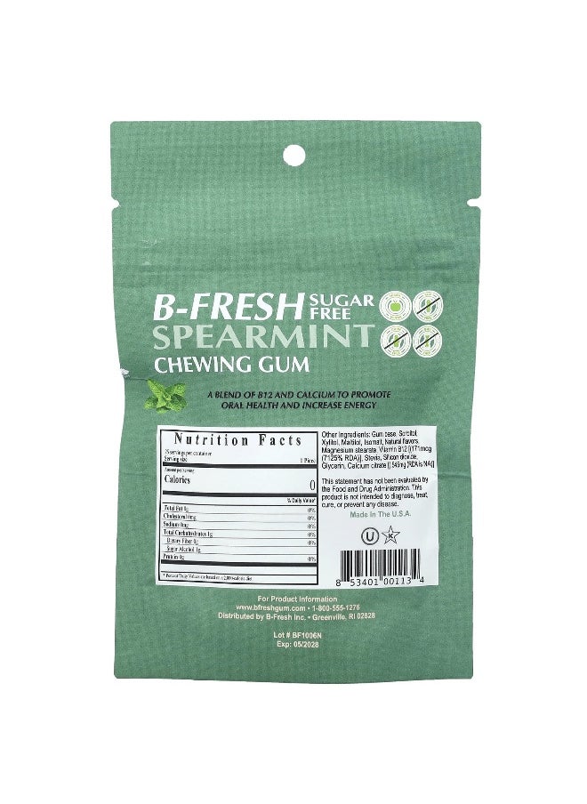 B-Fresh, Chewing Gum, Sugar Free, Spearmint, 25 Pieces (50 g)