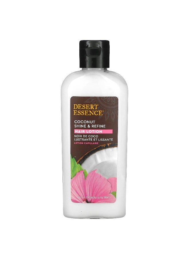 Desert Essence, Shine & Refine Hair Lotion, Coconut, 6.4 fl oz (190 ml)