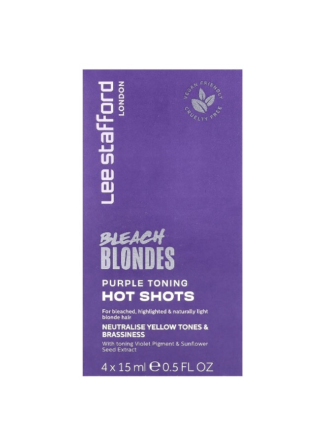 Lee Stafford, Bleach Blondes, Purple Toning Hot Shots, 4 Sachets, 0.5 fl oz (15 ml)