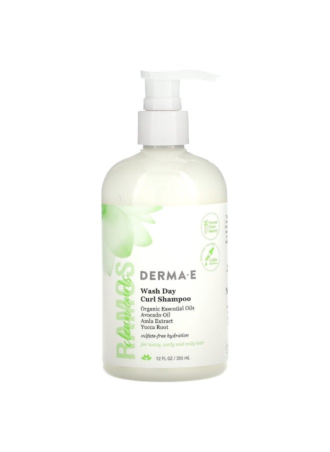 DERMA E, Ramos Clean Curls, Wash Day Curl Shampoo, For Wavy, Curly and Coily Hair, 12 fl oz (355 ml)