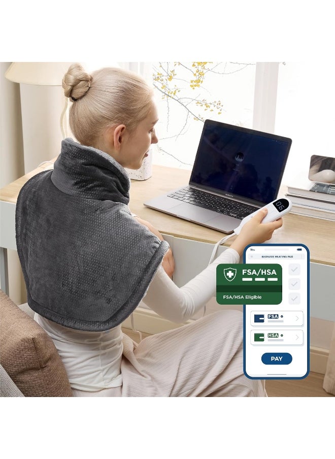 Bedsure Heating Pad for Neck and Shoulders - Electric Heating Neck Pad with 2-Hour Auto Shut Off, Weighted Heating Pad for Shoulder, Heated Pad with 6 Heating Levels & 3 Time Settings, 24