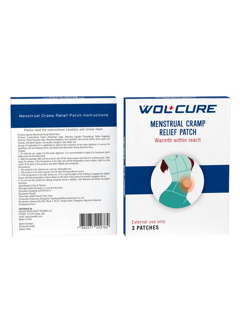 WOLCURE MENTRUAL CRAMP RELIEF PATCH 3S