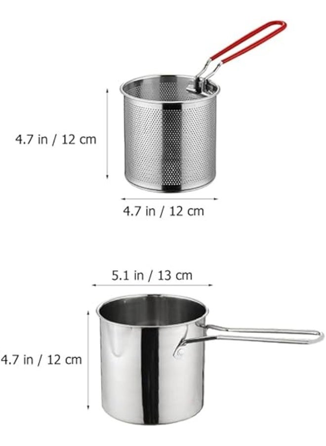 Deep Fryer Pot Stainless Steel Frying Pan with Strainer Basket and Handle,Tempura Fish Shrimp Chicken Fryer Deep Frying Pot